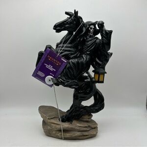 14” Halloween/Gothic Grim Reaper Riding Rearing Black Stallion Lighted Lantern
